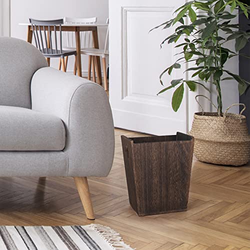 Eteli 042 Wood Trash Can Wastebasket Small Rectangular Farmhouse Rustic Garbage Bin thumb #6