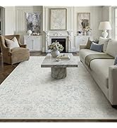 PureCozy 8x10 Blue Area Rug Non Slip Large Vintage Living Room Distressed Machine Washable Carpet...
