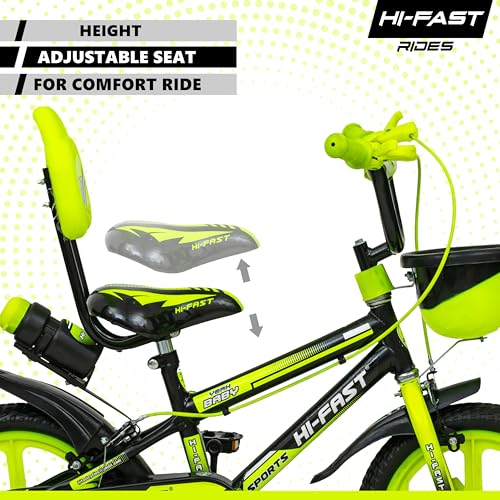 HI-FAST 14 inch Sports Kids Cycle for Boys & Girls 3 to 5 Years with Training Wheels (95% Assembled) (Green) 4 51jZdkK5hPL
