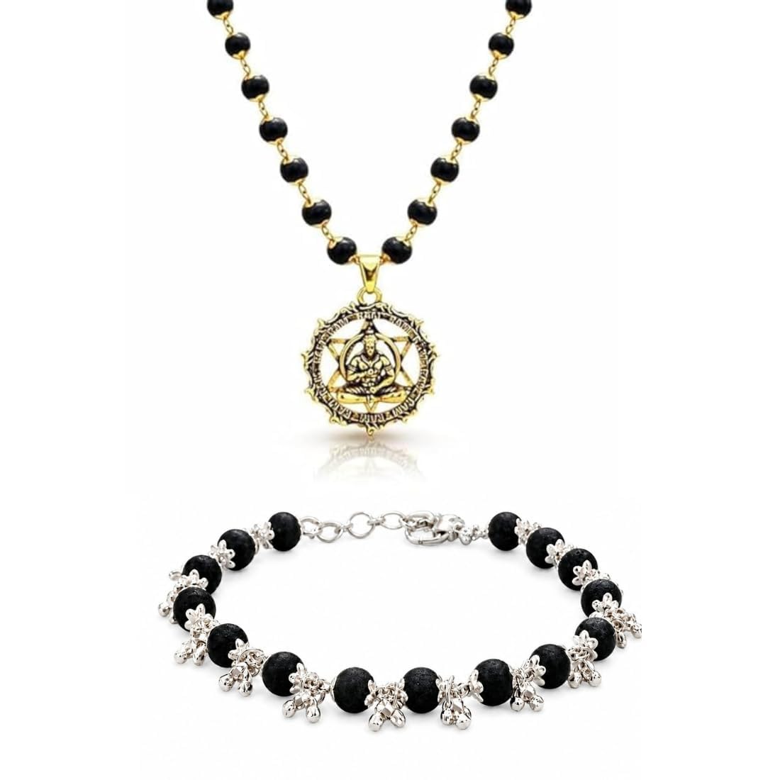 Black Wood Bead Mala with Hanuman Ji Pendant & Ghungroo Bracelet Combo for Men & Women | Spiritual Jewellery for Protection & Positive Energy pack of 2-image-31