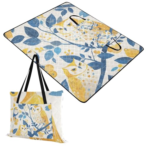 Yoogain Outdoor Blanket for Grass Sandproof Indoors Travel Picnic Blankets for Adults Concert Blanket Sweet Boho Owls 60x80in