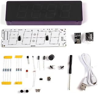 ESP8266 Wifi Reloj Kit IoT Colorida Digital Pantalla Automática Sync Sync Diy Soldadura Juego para entusiastas de la electrónica azul (Púrpura)