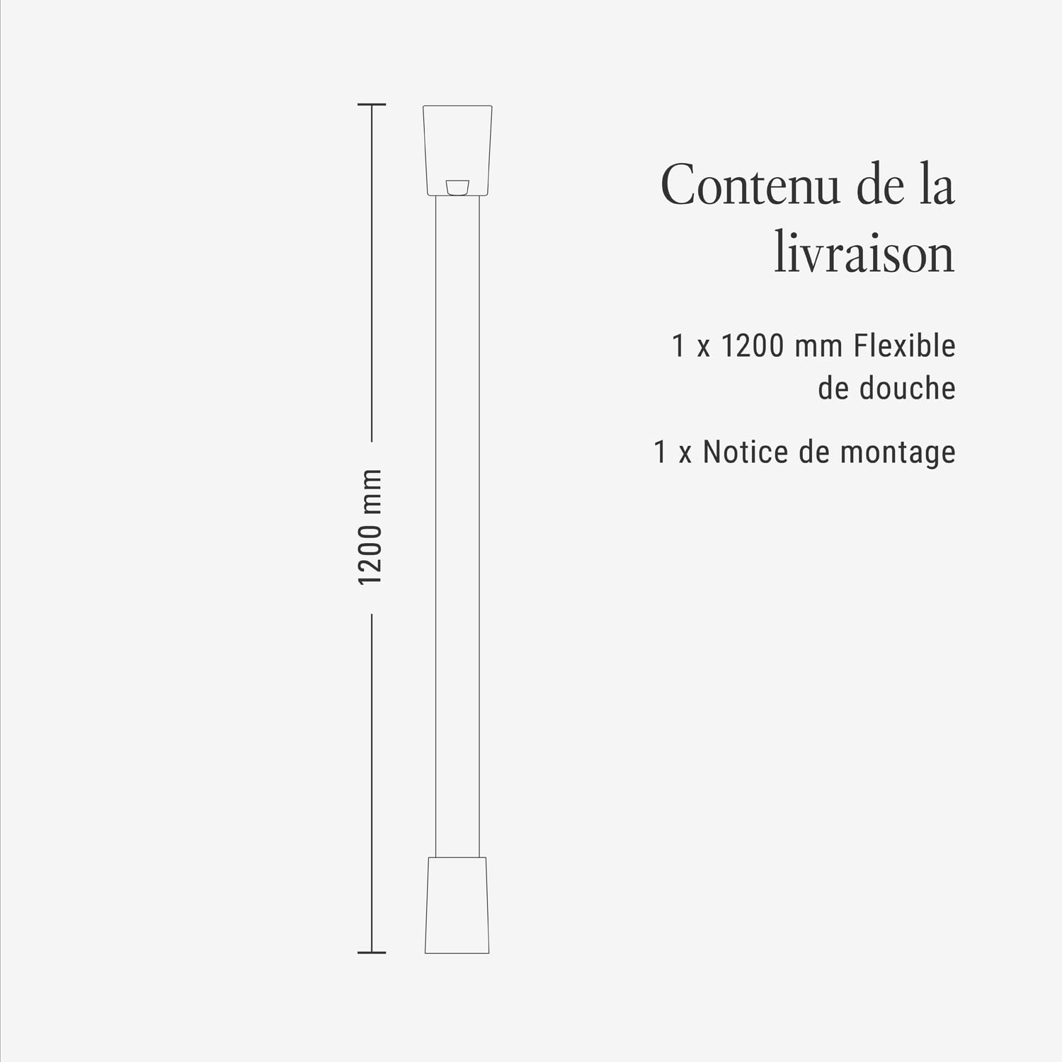 Flexible de douche à main Villeroy & Boch Universal Showers, flexible de douche avec protection anti-torsion, flexible de douche pour douche et baignoire, résistant à la torsion, 1,20 m, chromé
