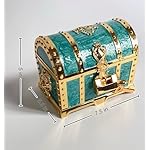 Large Double-layer Retro Metal Jewelry Chest, Pirate-style Lion Head Relief Treasure Box With Lock Women's Jewelry Storage (Oil Painting Green Golden) - Image 3