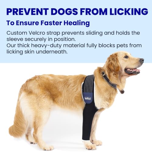 Image of Dog Leg Sleeve for Front Leg | Prevent Licking Ensure Faster Recovery, Cone Alternative, Breathable Material, Stretchy Elastic Band, For Hot Spots, Wounds