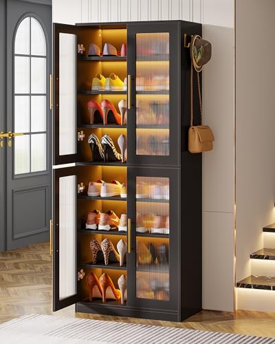 Tribesigns 8-Tier Acrylic LED Shoe Rack