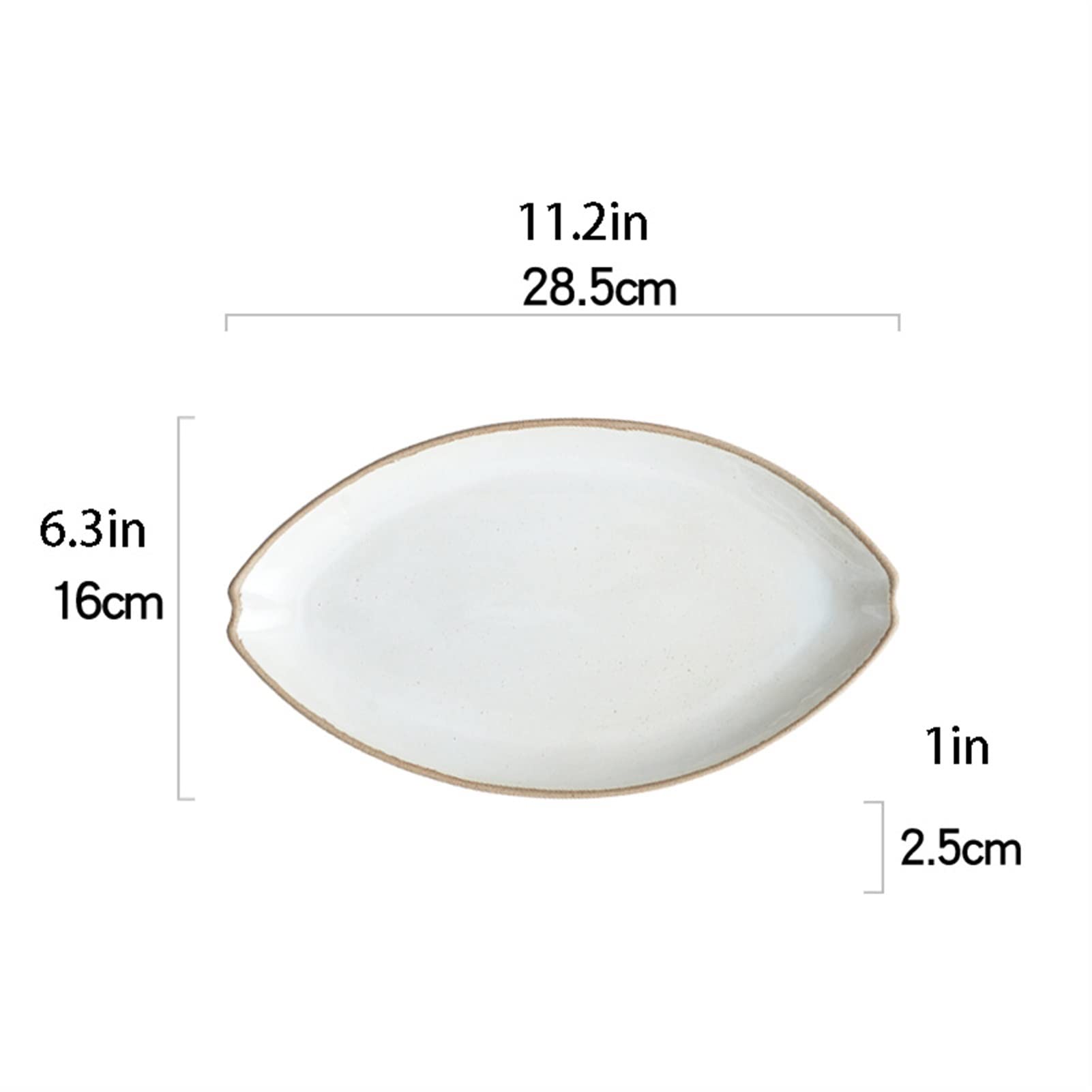 SUNESA Serviceteller Rechteckiger Keramik -Teller Home Retro Porzellan großer gedämpfter Fischteller 16,3 Zoll Oval Steinzeug Teller Mikrowellen -Geschirrspüler sicher Platten (Size : A)