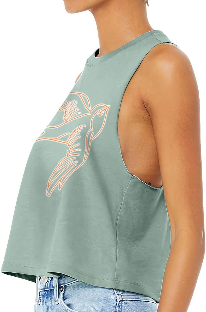 Swallow Bird Racerback Cropped Tank - Cute Women's Tank - Printed Tank Top