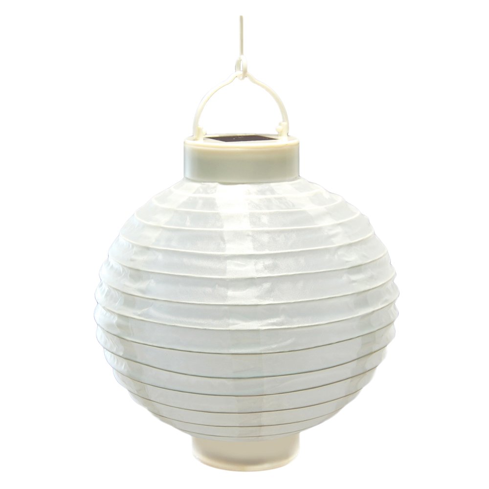 LumaBase Solar Powered Nylon Lanterns, White - Set of 3