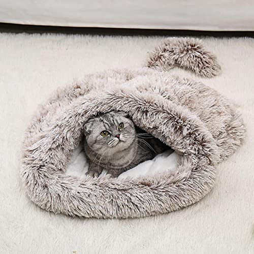 BOMBKI Gato Bolsa de Dormir Saco de Dormir Cálido y Cómodo para Mascotas, Cojín para Gatos, Cueva de Fpolar para Gatos, para Gatos Saco Snuggle Manta Estera para Gatito Perrito Gris
