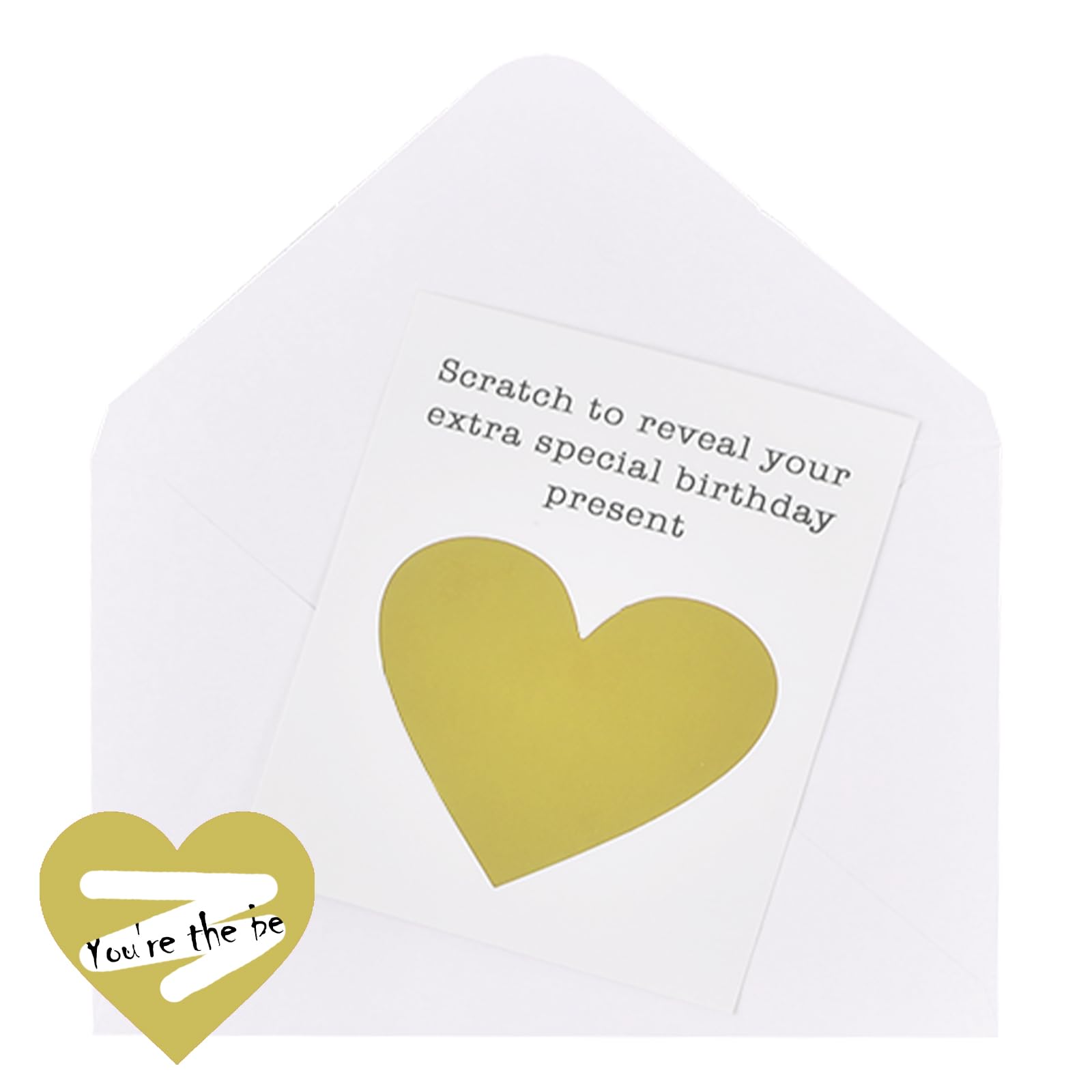 Biglietto di Auguri di Compleanno con Gratta e Vinci, Sorpresa Personalizzato (Oro)
