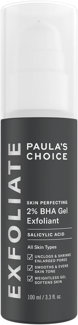 SKIN PERFECTING 2% BHA Gel Exfoliant - Face Exfoliator Targets Blackheads & Enlarged Pores - Exfoliating Peel with Salicylic Acid - All Skin Types - 100 ml