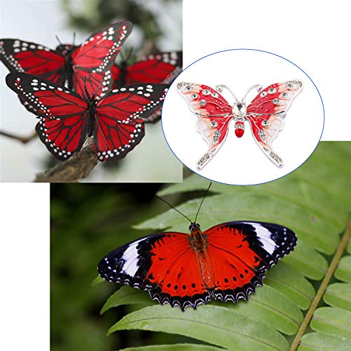 Image of FEELMEM Crystal Rhinestone Butterfly Brooch Pin Blue Color Butterfly Brooches for For Women Wedding /Banquet /Birthday Party