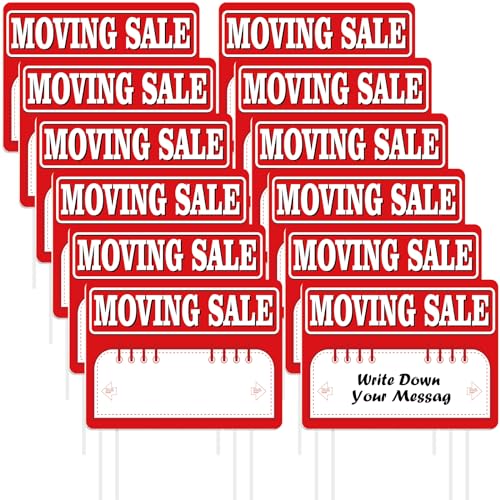 Thyle 12 Pcs Moving Sale Sign Now Hiring Sign for Rent Sign 16 x 12 Yard Sign with Stake Corrugated Plastic Sale Signs with Arrows (Moving Sale)