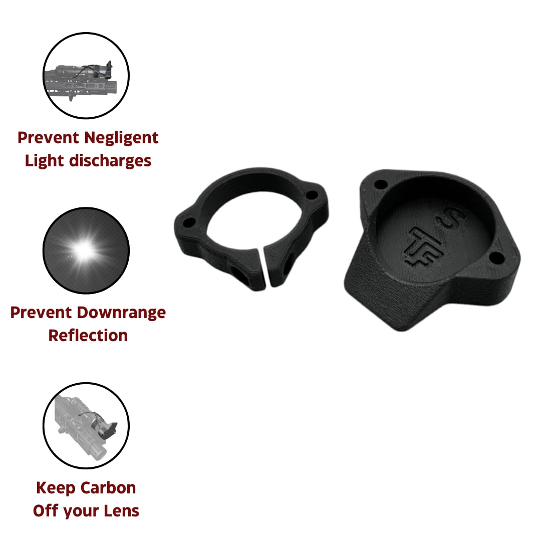 Light Cover for Weapon Mounted Flashlights | Rifle Lens Cap Compatible for Surefire/Streamlight/Olight/Cloud Defense (Small + Cord Collar)