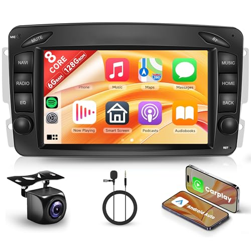 📻[Radio FM/RDS & Bluetooth & EQ/DSP] L'autoradio per Mercedes CLK W209 può connettersi al telefono ed effettuare chiamate in vivavoce, il che è più sicuro durante la guida e riproduce musica Bluetooth. Radio FM con sistema stereo di alta qualità in grado di regolare i canali in modo completamente automatico, semiautomatico e preciso. L'equalizzatore stereo 32 integrato e una varietà di effetti musicali tra cui scegliere con la tecnologia DSP possono risolvere le anomalie di frequenza e ottimizzare la qualità audio per una migliore esperienza di ascolto.