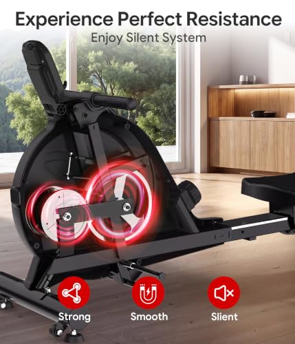 Image of Wenoker Rowing Machine for Home, Magnetic Rower Machine, 350 LB Weight Capacity, 16-Level Silent Resistance Row Machine for Gym Exercise