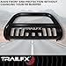TrailFX B0029B Bull Bar Fits Chevrolet Colorado 2015-2022 Tubular 3 Inch Black Powder Coated Steel, with Skid Plate, Holes for Optional Lighting