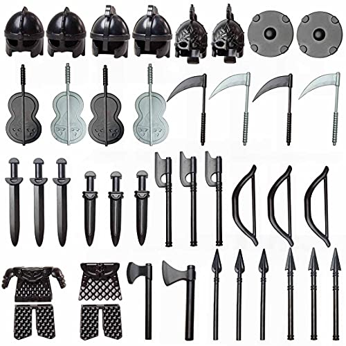 ZCXX 51St. Ritter Helm, Ritter Rüstung und Custom Waffen Set für Mini Ritter Figuren SWAT Polizei, kompatibel mit Lego – Bild 3