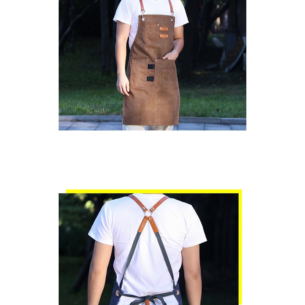 NEBE Delantal de camarero Delantal Denim Art Painting restaurante chino barista tienda de té de la leche ropa de trabajo de peluquero masculino y femenino Delantales Delantal