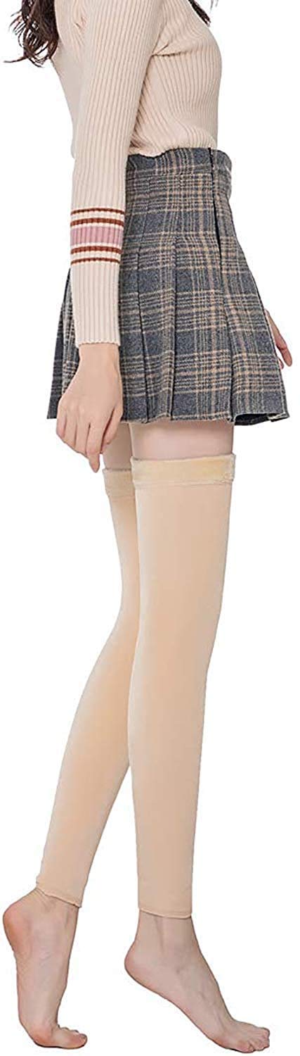 zeki Women's & Girl's Winter Warm Velvet Over Knee High Footless Socks Long Leg Warmers (Skin)-picture-9