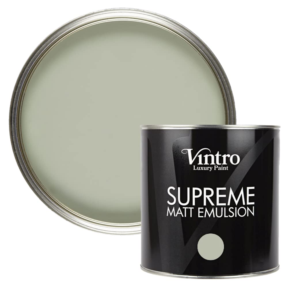 Vintro Paint Verdant (Pale Green) Vintro | Luxury Matt Emulsion | Pale Green | Smooth Chalky Finish | Multi Surface Paint | For Walls, Ceilings, Wood And Metal | 2.5L (Verdant)