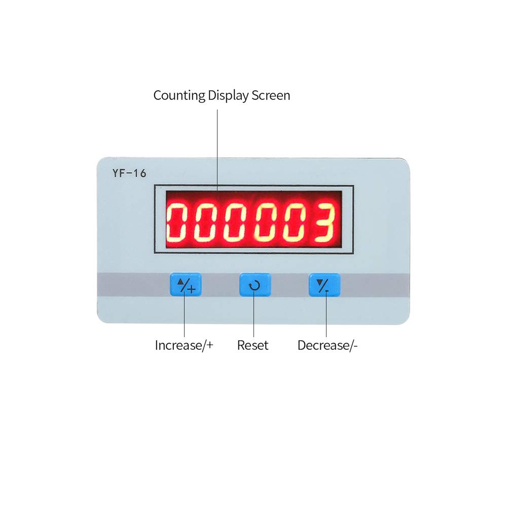 Mini LED Digital Counter Module DC/AC5V~24V Electronic Totalizer with NPN and PNP Signal Interface 1~999999 Times Counting Range