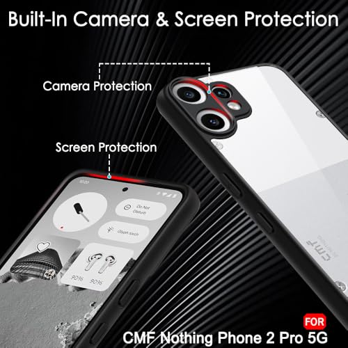 Image of TheGiftKart Hybrid Shockproof Back Cover Case for CMF by Nothing Phone 2 Pro 5G | Hard Back Cover Case for Nothing CMF Phone 2 Pro 5G (PC & TPU, Transparent Clear Back, Black Sides)
