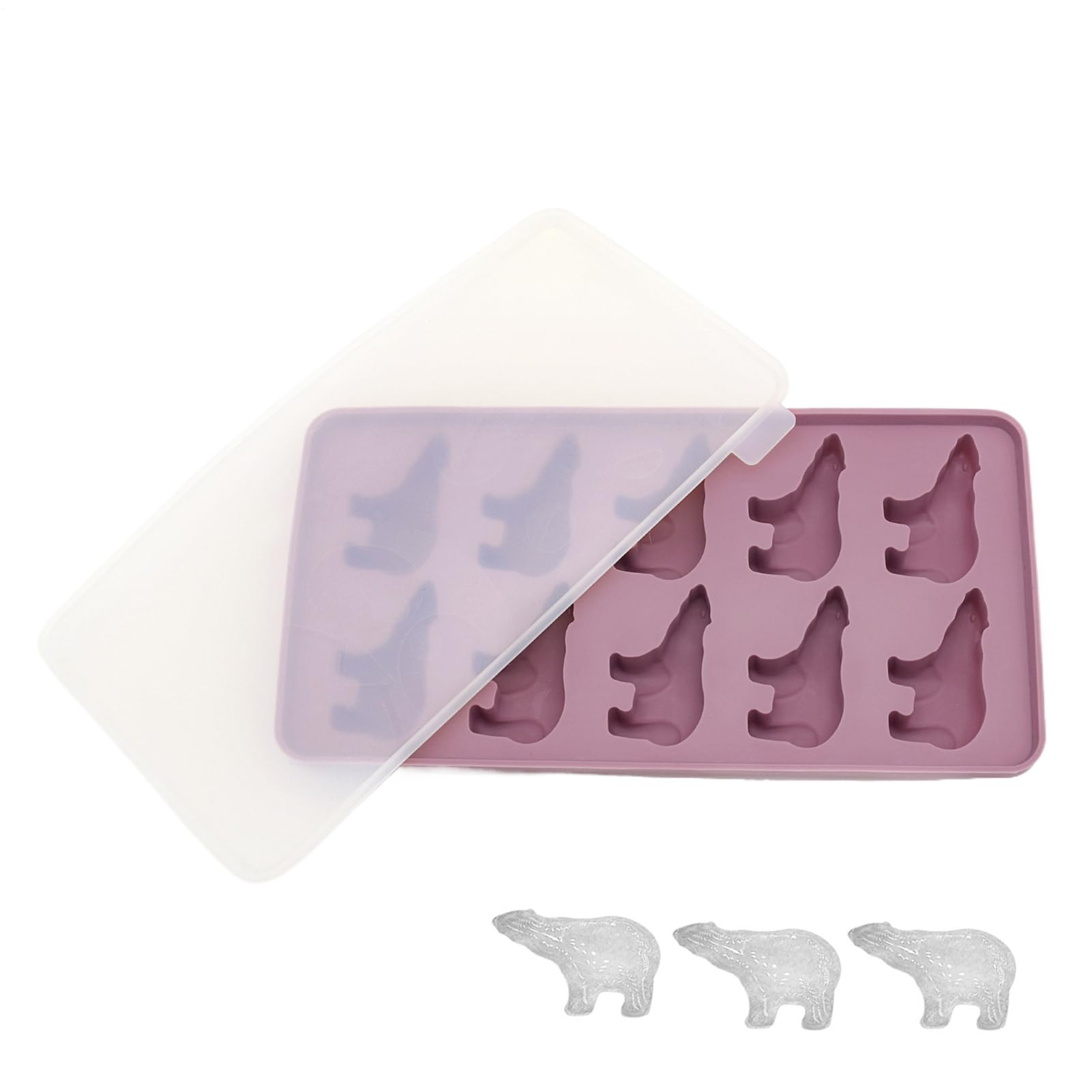 Polar Bear Mold - 10 Cavity Silicone Tray with Odor-Lock Lid, Cute Animal Whiskey Chiller, Easy-Release Coffee & Chocolate Mold, Food Grade Silicone, Design | for Cocktails