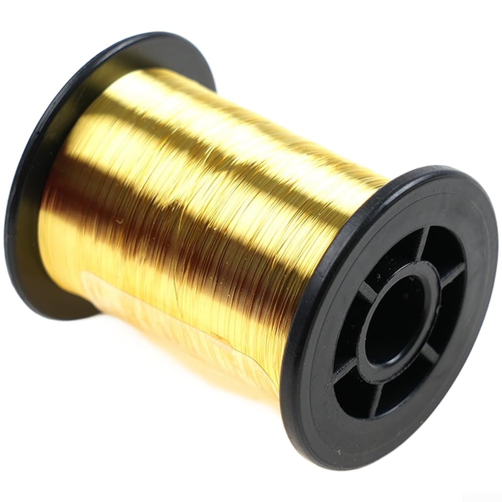 Fine Gauge Copper Wire 0.1mm for Fly Tying Nymph Body Material and Hook Binding in Traditional and Modern Fly Patterns (Gold)