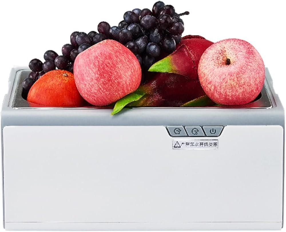 Ultrasonic Fruit & Veggie Washer, 3L Purificatore di Cibo Domestico con Timer Digitale, rimuove pesticidi e Sporco in Modo Sicuro, Macchina di disinfezione Automatica per Uso della Cucina