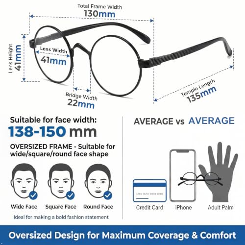Image of Eyekepper Reading Glasses for Men, Large Round Readers Women Oval