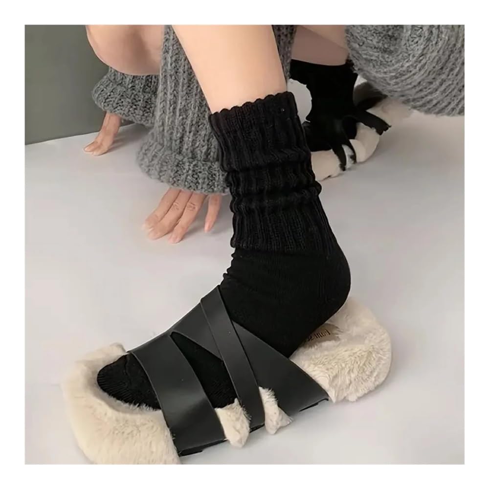 6 pares de calcetines de media pantorrilla gruesos de punto térmico para mujer, bonitos calcetines largos sueltos holgados para primavera, otoño e invierno