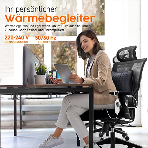 sinnlein Heizkissen elektrisch mit Füllung 100W für Rücken Schulter Nacken Bauch | Wärmekissen mit 3 Temperaturstufen & Abschaltautomatik (Anthrazit)