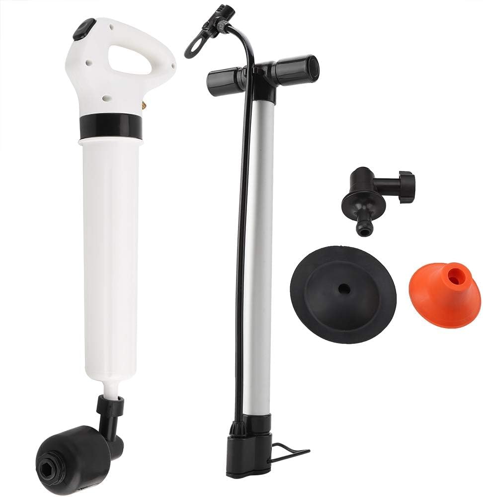 MUGATH Toilet Plunger, Toilet Auger, Drain Pipe Clogging Cleaner, Toilet Plunger Unblocker with 3 Plunger Heads and Inflator for Sink, Bathtub, Kitchen, Floor Drain and Pipe Blockage