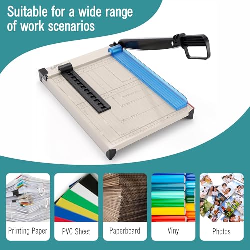 EXTRIC Paper Cutter Heavy Duty, 12" Paper Trimmer with Safety Guard, Guillotine Papers Cutter for Classroom and Office, Heavy Duty Metal Base, Magnetic Guide, Laser Printed Scale - Image 6