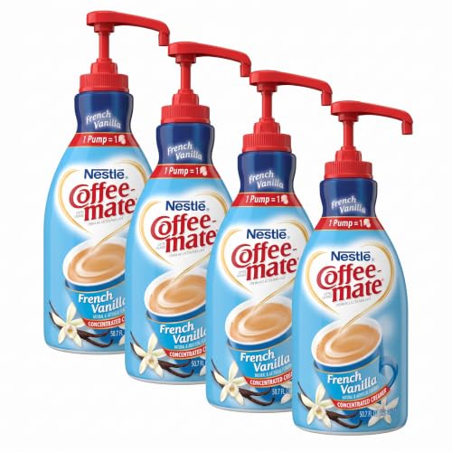 Nestle Coffee Mate Coffee Creamer, French Vanilla, Concentrated Liquid Pump Bottle, Non Dairy, No Refrigeration, 50.7 oz (Pack of 4)