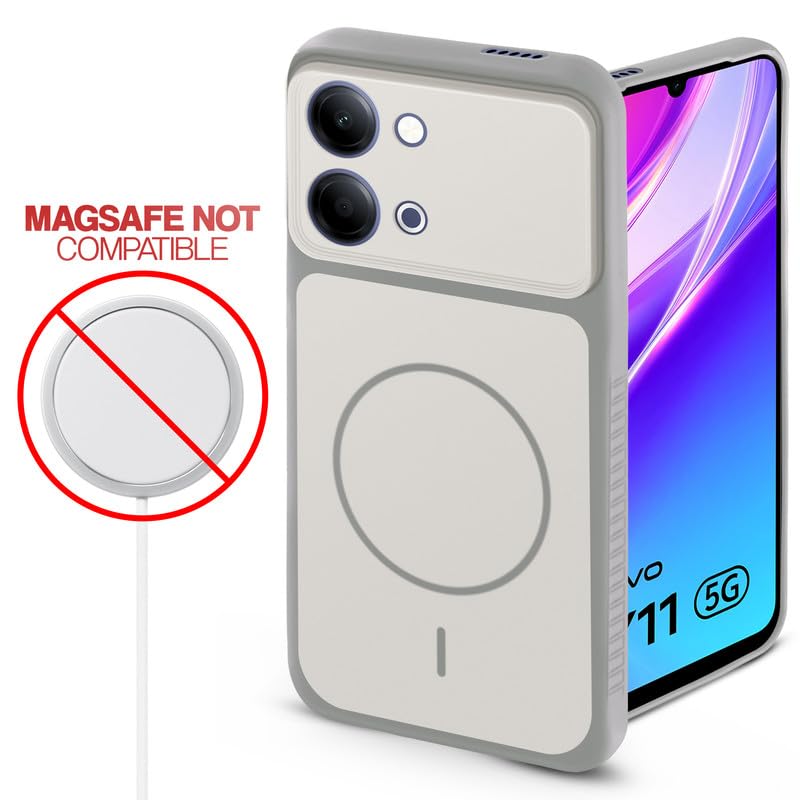 Image of Mr. Case Back Cover for Vivo Y11 5G | Ring Design Protective Case with Camera Cut Protection | Anti Slip Grip | Shockproof Mobile Cover - Grey-White