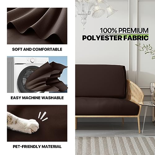 Magshion Futon Cover Washable Zippered Sofa Furniture Bed Mattress Covers Armless Couch Slipcover Protector Twin Size 39\"x75\"x6\" Coffee - Thumbnail 4