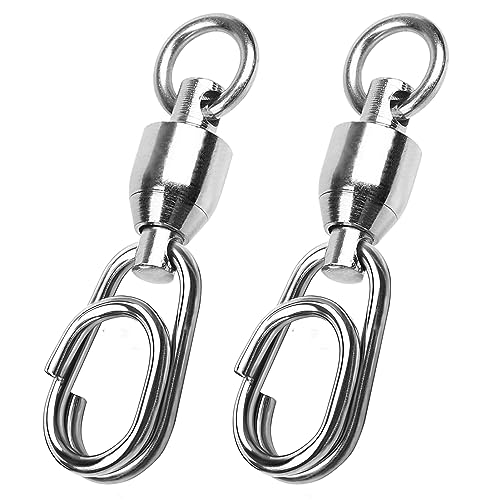 AMYSPORTS High Strength Snap Swivel Stainless Split Rings Fishing Swivel Freshwater Ball Bearing Swivels Fishing Saltwater, 50pcs, 30lbs