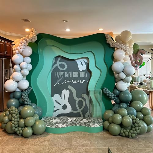 Image of Sage Green and Gold Balloons, Pastel Sage Gold Party Balloons, Eucalyptus Olive Mint Green Balloon for Baby Shower Birthday Engagement Wedding Anniversary Tea Party Round Boho Decorations