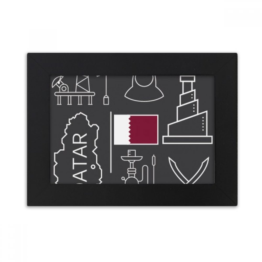 Cuadro de la Pintura de la Pulgada 5x7 de Bandera de Qatar para Escritorio con Marco Negro