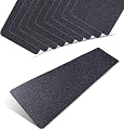 2019 Black 80 Grit Slip Resistant Safety Treads - Premium 10 Pre-Cut Stair Safety Tape - 6 inch x 24 inch Rounded Corners