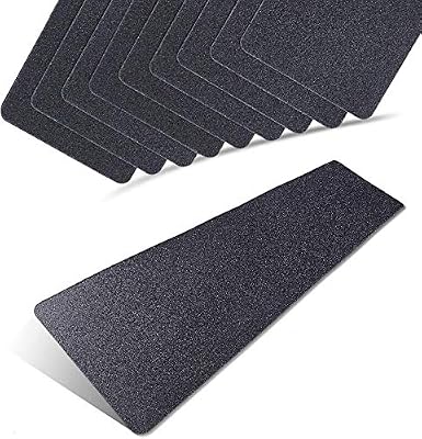 2019 Black 80 Grit Slip Resistant Safety Treads - Premium 10 Pre-Cut Stair Safety Tape - 6 inch x 24 inch Rounded Corners