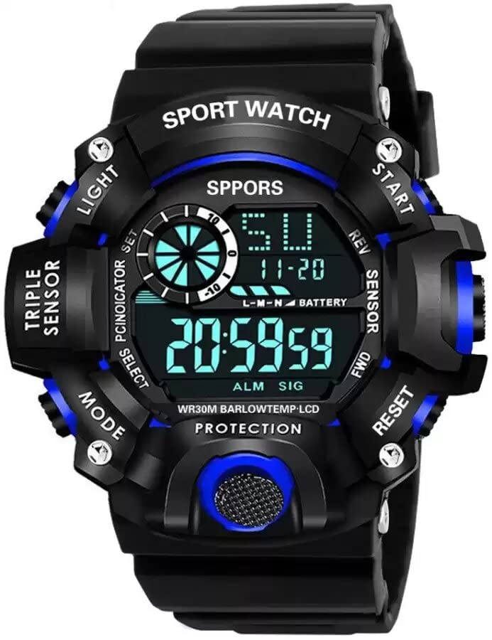The Shopoholic Digital Sports Day and Date Display Multicolor Dial Blue Ring Watches for Boy and Men Watch (B09P1LBXJT) Amazon Price History, Amazon Price Tracker