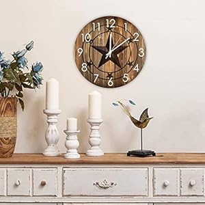 Roundwoodwallclockwesterntexasstarsilentbatteryoperatedwoodenwallclockcountrywesterncountryfarmhousehomedecorforlivingroomhousekitchen Urban Country Home Decor Round wood wall clock western texas star silent battery operated wooden wall clock country western country farmhouse home decor for living room house kitchen urban country home decor
