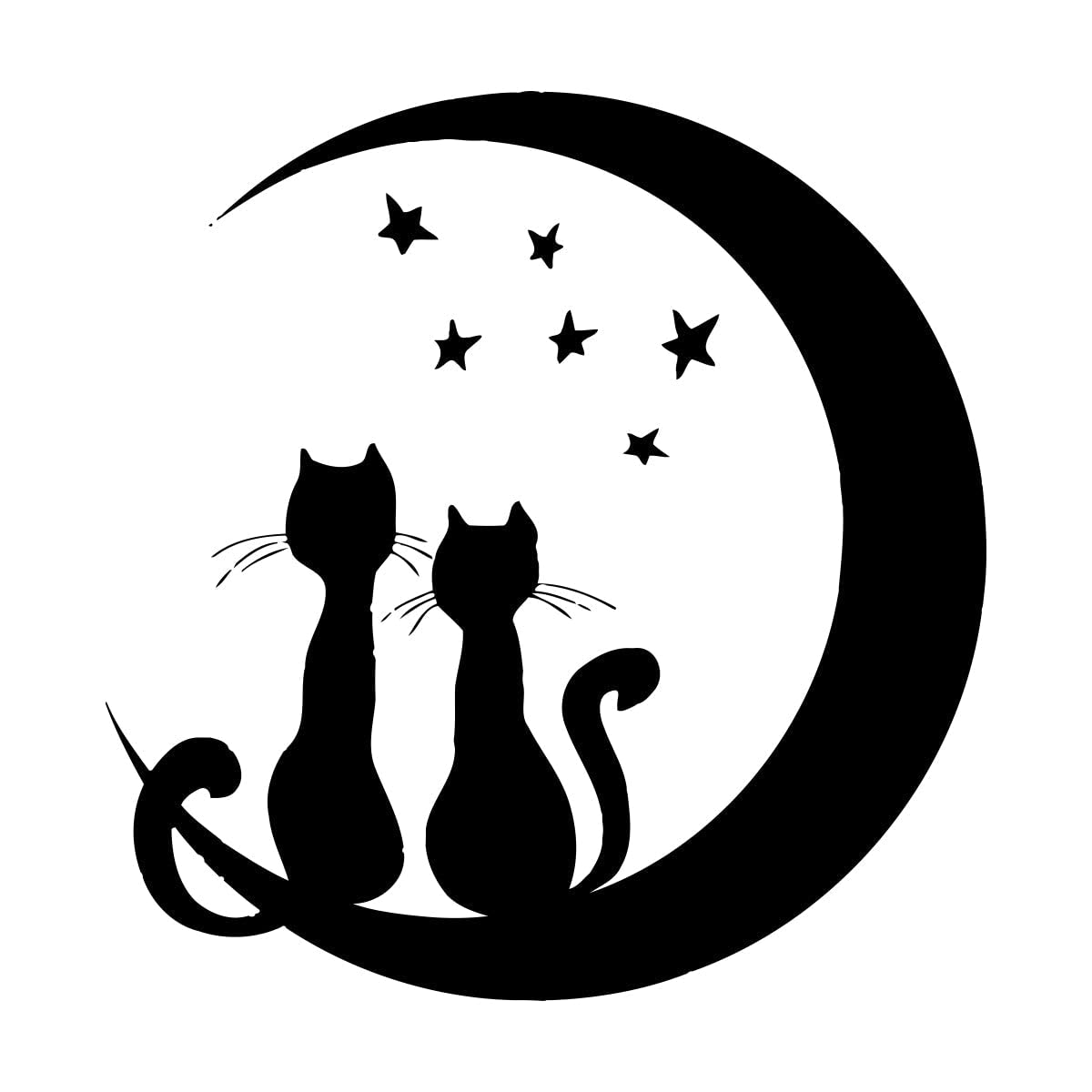 Lzhouting Girls Wall Stickers 1849 Moon Stars Cat Wall Vinyl Stickers Nursery Romantic Night Decor For Kids Bedroom Removable Wall Decal Cute Ornament Small - 42X43cm