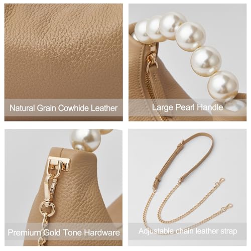 Image of DORIS&JACKY Small Top Handle Clutch Purse for Women, Designer Evening Bag With Pearl Tote Handle and Chain Strap