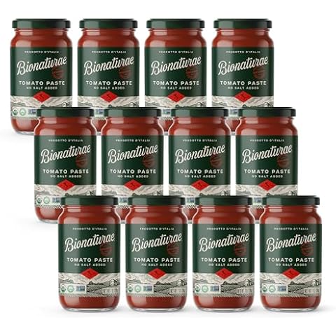 Bionaturae Organic Tomato Paste - No Salt Tomato Paste, Tomato Paste in a Jar, Keto Friendly, Non-GMO, USDA Certified Organic, No Added Sugar, No Added Salt, Made in Italy - 7 Oz, 12 Pack Cover