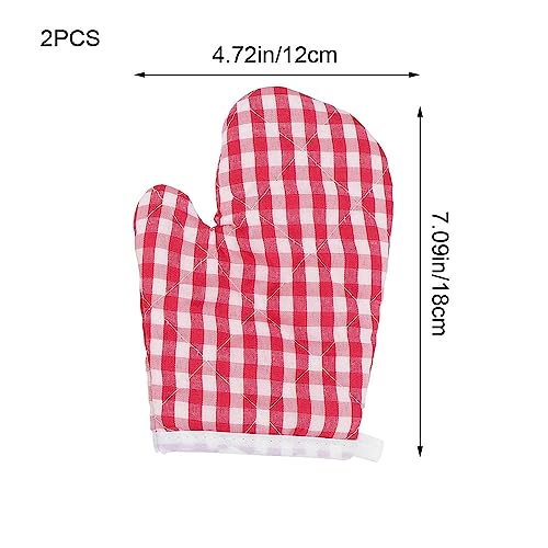 PengLAI Kids Oven Mitts,Heat Proof Gloves/Oven Gloves Heat Resistant Comfortable Kitchen Gloves for Children Kid Grilling Cooking Baking(2 Pcs) (Red) - Image 2